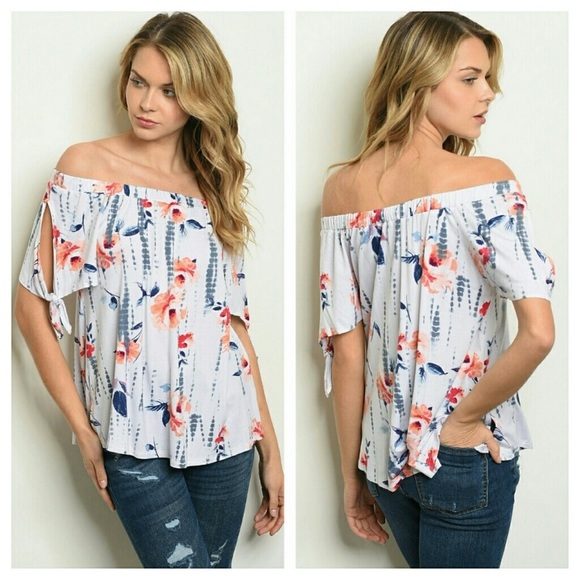 mts Tops - Off the Shoulder Floral Tunic Top mts Tops - Off the Shoulder Floral Tunic Top